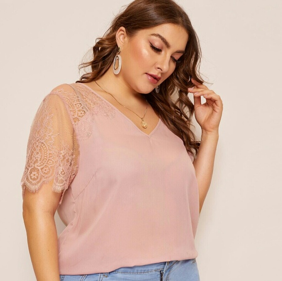 🌸🌸🌸Pink Lace Sleeve Blouse - Picture 2 of 6